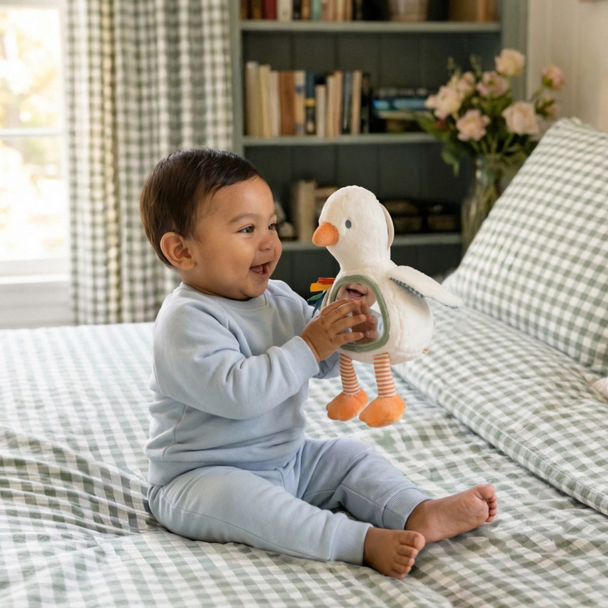Itzy Bitzy Mirror Sensory Tummy Time Mirror - Gracie the Goose - Supports Early Movement